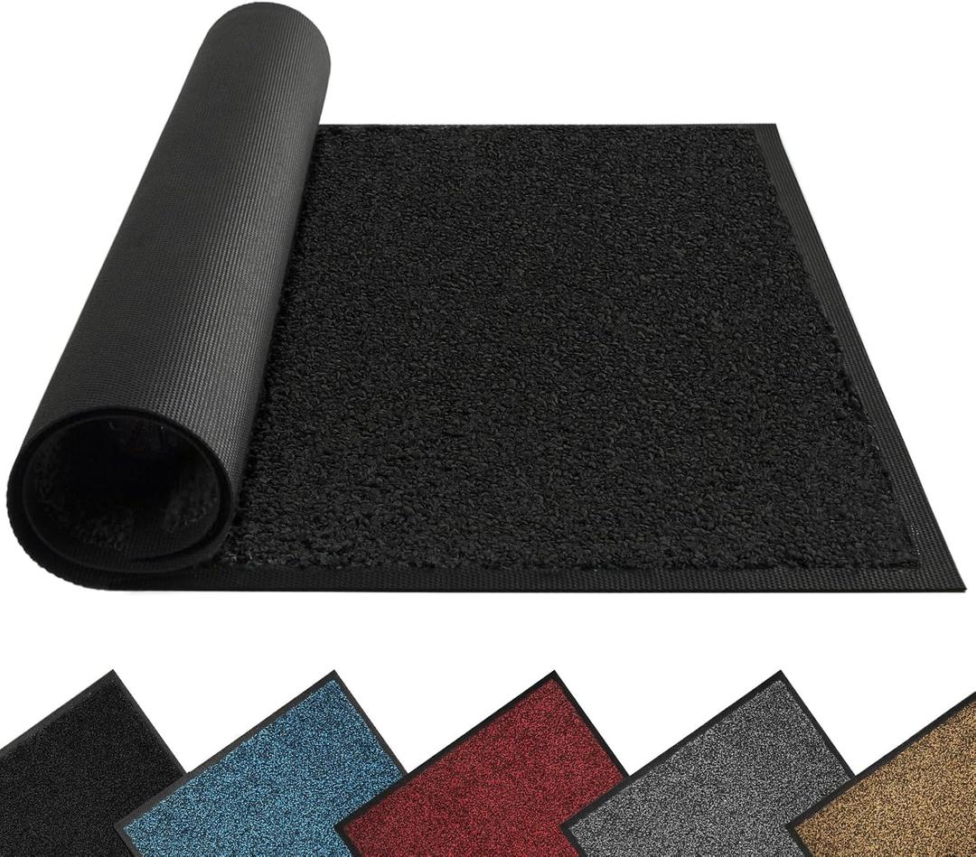 Mibao Dirt Trapper Door Mat for Indoor Outdoor, Waterproof All-Season, All-Weather Doormat, Heavy Duty Non-Slip Entrance Rug, Low Profile Absorbent Entrance Mat Carpet, 36" x 48", Black