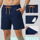 7 Inch Men Swim Trunks with Compression Liner Quick Dry Drawstring Male Swimtrunks for Beach Summer Water Park