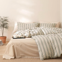 VM VOUGEMARKET Green Striped Comforter Set Queen Modern Comforter with 2 Pillowcases Soft Lightweight Bedding Set Bed in a Bag All Season Queen Comforter Set for Teens Adults
