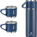 Stainless Steel Thermo 500ml/16.9oz Vacuum Insulated Bottle with Cup for Coffee Hot drink and Cold drink water flask.(Blue,Set)