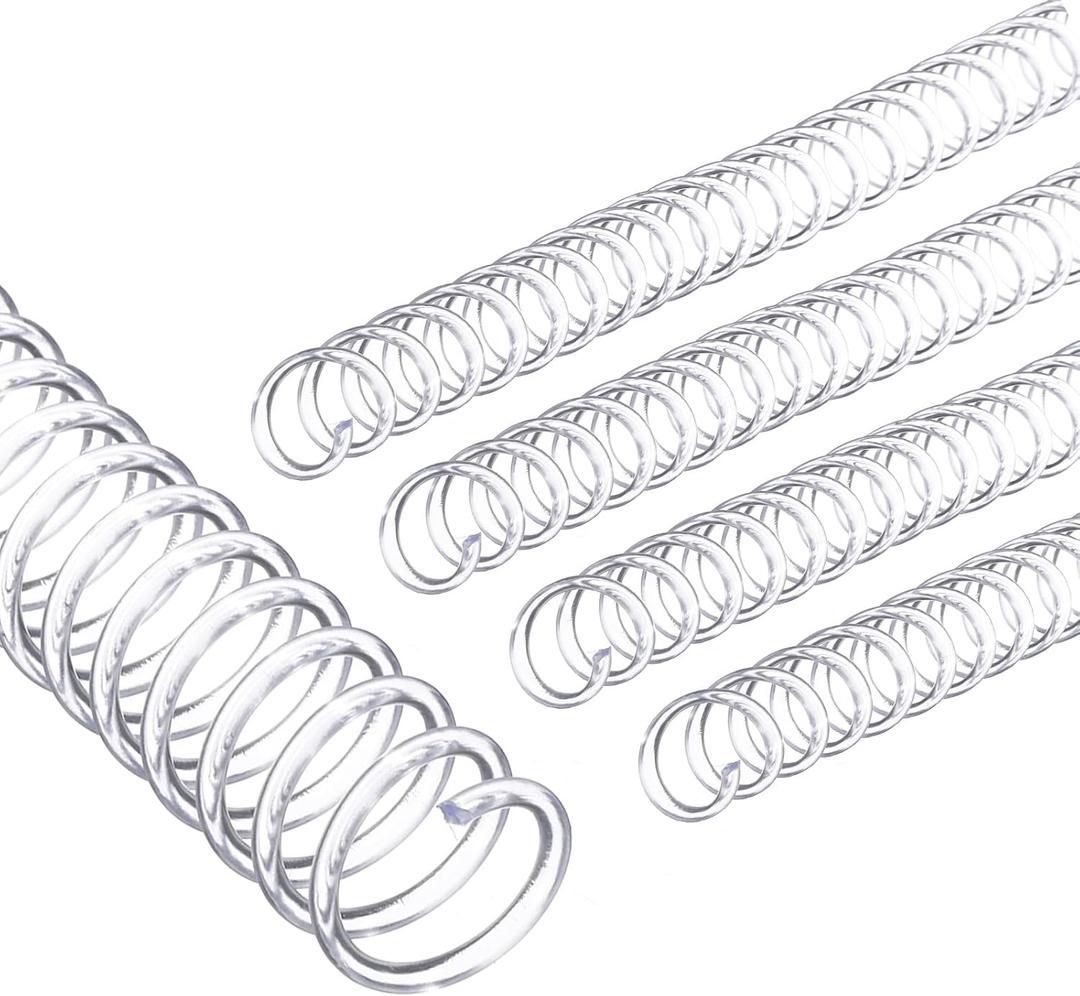 PATIKIL 13mm(1/2") Plastic Spiral Binding Coils, 20 Pcs Binding Spirals 105 Sheet Capacity 4:1 Pitch Binding Spirals for Binding Paper Sheets, Transparent