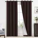 Yakamok Room Darkening 100% Blackout Curtains Grommet Window Treatments with 2 Thick Layers-Brown Thermal Insulated Drapes Set of 2 Panels for Bedroom Living Room 52 Inches by 84 Inches Length