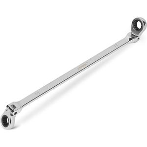 DISEN 10-11mm Extra Long Flex Head Ratcheting Wrench set, Double Box End Long Reach Ratchet Wrench, CRV Steel, Metric