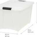 IRIS USA 54 QT Plastic Storage Box with Lid and Latches - 4 Pack - BPA-Free, Discreet Organizing Solution, Durable Nestable Stackable Containers, Secure Pull Handle - Pearl