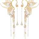FRESHME Butterfly Elf Ear Cuffs - Fairy Ear Cuffs with Tassel Ear Wrap Earrings Non Piercing Renaissance for Women Adult