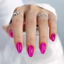 Hot Pink Almond Cat Eye Press on Nails - GJZEZ Soft Gel Short Fuchsia Glass Cateye Fall Stick on Nails Press Ons, Neon Pink Mauve Fake Nail | 16 Sizes - 32 pcs Reusable Prom False Nail, Magenta Rose