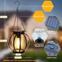 2 Pack Solar Lantern Lights Outdoor, Black Metal Hanging Solar Lights with Hook, Waterproof Hanging Lantern Lights for Pathway Patio Yard Porch Garden Decoration (Warm White)