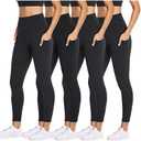 Leggings with Pockets for Women, High Waisted Buttery Soft Womens Leggings for Gym Yoga Workout, XL, Pack of 4