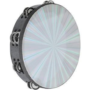 Musfunny Radiant Tambourine 10 inch for Adults 2-Row Jingles Bell Reflective Tambourines Hand Held Drum Musical Instrument for Kids Education KTV Party Church - 10 inch