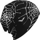 Halloween Skull Pumpkin Beanie Chemo Hat Cancer Headwear Knitted Hats Slouchy Cap for Adults Women Men (Black)