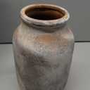 SIDUCAL Rustic Ceramic Farmhouse Flower Large Vase, Whitewashed Terra Cotta Vase, Pottery Decorative Flower for Home Decor, Table, Living Room Decoration, Shelf Decor, Mantel, 9.5 Inch, Terra