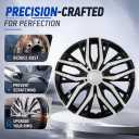 16 Inch Hubcaps with Adjustable Steel Retention Rings, Premium ABS Universal Fit, Set of 4 Wheel Covers (Silver-Black)
