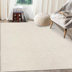 RUGSREAL Area Rug 5x7 Machine Washable Area Rug for Living Room Non-Slip Stain Resistant Modern Abstract Rug Contemporary Solid Throw Rug Foldable Accent Floor Carpet for Dining Room, Cream