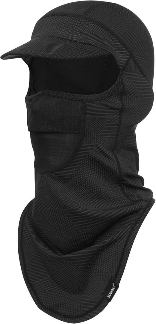 SUNMECI Balaclava Sun Protection Breathable Brim Full Face Mask Cooling Fishing Boating Cycling Sun Mask for Men Women (One Size-Medium, Black)