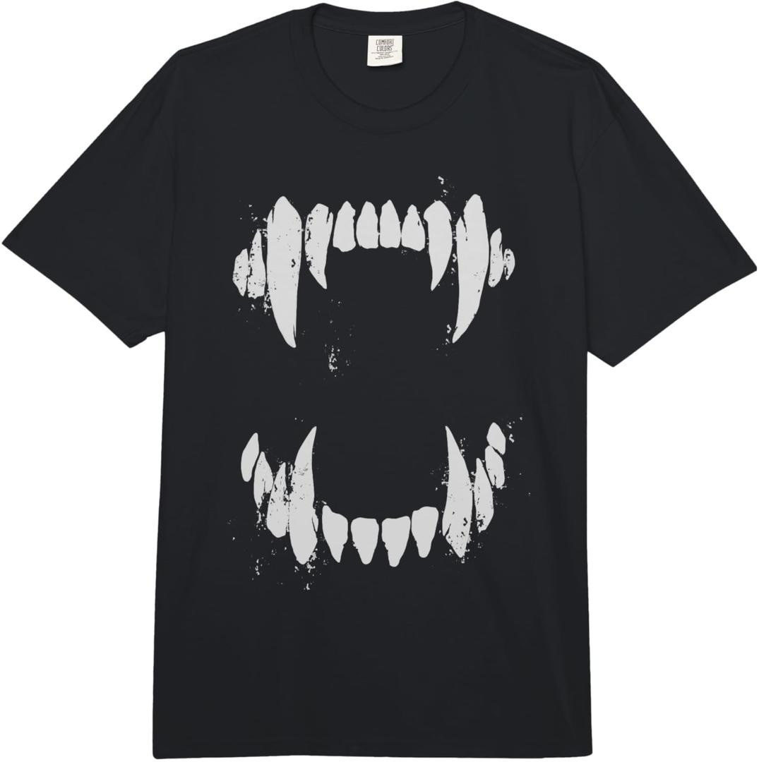 Halloween Horror Wolf Dog Vampire Monster Teeth Costume Comfort Colors Adult Heavyweight T-shirt, 2XL