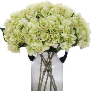 Kimura's Cabin 6pcs Green Silk Hydrangea Artificial Flowers Fake Hydrangeas with Stems Faux Hydrangea Bouquets for Wedding Arrangements Home Party Table Decoration (Lime Green)