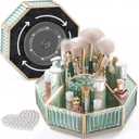 360 Rotating Makeup Organizer Spinning Vanity Organizer with Makeup Brush Holder for Countertop, Bathroom Storage, Skincare, Perfume & Cosmetic Organizer for Vanity