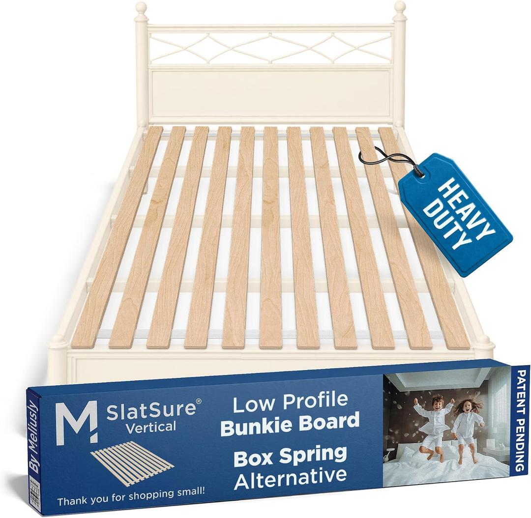 Meliusly SlatSure Queen Size Bunkie Board Heavy Duty Vertical Bed Slats & Foldable Wooden Support Board for Sagging Mattress or Platform Bed Frame, Box Spring Alternative and Replacement