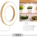 LORDEM 6.3 Bamboo Ceiling Grow Light for Indoor Plants, 72 LEDs Full Spectrum Plant Light, Corded, Halo Under Cabinet Growing Lamp with 4/8/12H Auto Timer, 4 Brightness Levels, Ideal for Pot Plants