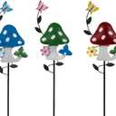 Stargarden Decorative Garden Stakes, 3 Pack Mushroom Lawn Ornaments Metal Garden Stakes, Colorful Yard Art for Garden, Lawn, Porch