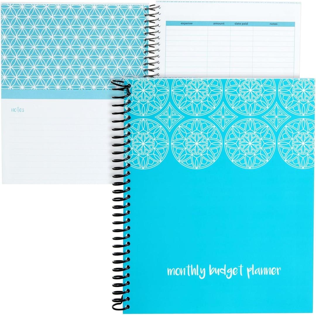 Paper Junkie Budget Planner 2026-8 x 10 In, Blue - Expense Tracker Notebook - Bill Organizer with 24 Pockets