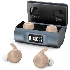 Hearing Aids for Seniors, Hearing Aid Rechargeable, Noise Cancellation Adults, senior Invisible Hearing Amplifier With Portable Charging Case Nearly Invisible and Comfort Design