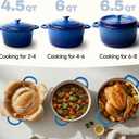 6 Quart Dutch Oven Pot with Lid, Non Stick Enameled Cast Iron Dutch Oven for Bread Baking, Heavy-Duty, Oven Safe Ceramic Cookware Up to 500F for Baking, Braising, Stews, Roasting, Blue