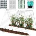 4 Panels Cucumber Trellis for Raised Bed, Rustproof A-Frame Garden Trellis, Foldable Trellis for Climbing Plants Outdoor with Accessories, Raised Bed Trellis for Climbing Plants Vegetables Fruits