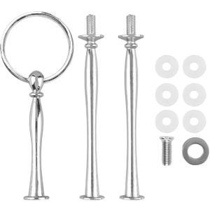 3 Tier Round Metal Cake Stand Holder Heavy Duty Fruit Plate Handle Fittings Hardware Rod (Silver Circle)