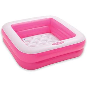 Intex Square Inflatable Kids Pool, 34 x 34 x 10 inches, Pink and White, 15 Gallon