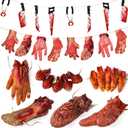 Halloween Decorations Blood Weapon Garland Banner Props Hanging Scary Fake Severed Hand Broken Body Parts for Haunted House Halloween Vampire Zombie Party Supplies (6pcs Body Parts)