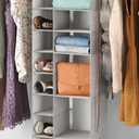 Whitmor Hanging Shoe & Sweater Organizer with Accessory Hooks - Space-Dyed Grey (12"D x 16.86"W x 56"H)