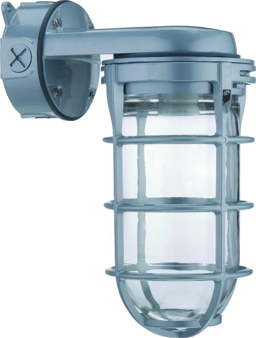 Lithonia Lighting Jelly Jar Light Fixture, Incandescent Utility Vapor Tight Wall Lamp, Industrial Style Wall Light for Indoor and Outdoor Use, 150W, 120V, Includes Junction Box, Grey (VW150I M12) (Bulb Sold Separately (120V))