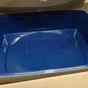 IRIS USA Cat Litter Box XX-Large Open Top with High Sided Walls Tall Scatter Shield Scoop Included Easy Clean Plastic Pan for Big Cats Kittens Multi-Cat Households 30"L x 20"W x 14"H Navy