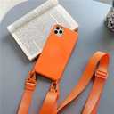 Compatible with iPhone 14 Pro,Crossbody Phone Case with Lanyard Cute Soft Silicone Case with Adjustable Shoulder Strap Shockproof Protector Compatible with Women Girls Orange
