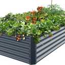 Galvanized Raised Garden Bed Box Planter for Outdoor Plants 17" Extra Tall Raised Garden Beds Outdoor Garden Boxes Outdoor Raised Metal Raised Garden Beds for Vegetables 96"X48"X17", Midnight Grey