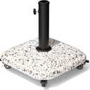 45lbs Patio Umbrella Base with 4 wheels, Square Cobblestone Concrete Stand, Heavy Duty Market Umbrella stand for Outdoor