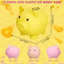 Gerrii 12 Pcs Cute Plastic Piggy Bank Bulk Pig Money Bank Large Unbreakable Piggy Coin Money Saving Box for Adult Kids Boy Girl Birthday New Year School Baby Shower Decoration(Colorful), as picture shown