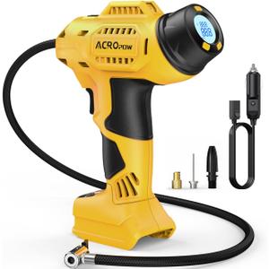 Tire Inflator Portable Air Compressor for Dewalt 20V Battery, Cordless Car Tire Pump with 12V DC Adapter and Digital Pressure Gauge for Car Tires, SUV, Motorcycles, etc.(Tool Only) (Yellow) Tire Inflator Portable Air Compressor for Dewalt 20V Battery, Cordless Car Tire Pump with 12V DC Adapter and Digital Pressure Gauge for Car Tires, SUV, Motorcycles, etc.(Tool Only) (Yellow)