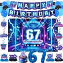 6 7 Birthday Decorations I Was 6 Now I'm 7 Birthday Decorations Six Seven Neon Cyberpunk Party Supplies Happy Birthday Banner Balloons Cake Topper & Table Decor for Boys Girls
