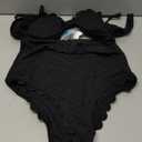 CUPSHE Women's One Piece Swimsuit Sexy Cutout Scallop Trim Bathing Suit (Medium, Black)