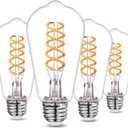 4-Pack Vintage LED Edison Bulbs 60W Equivalent- ST58/ST19 6W E26 Dimmable Light Bulbs, 2700K Filament Decorative Bulb, Shatterproof Plastic Bulb Safe for Kids/Pets.