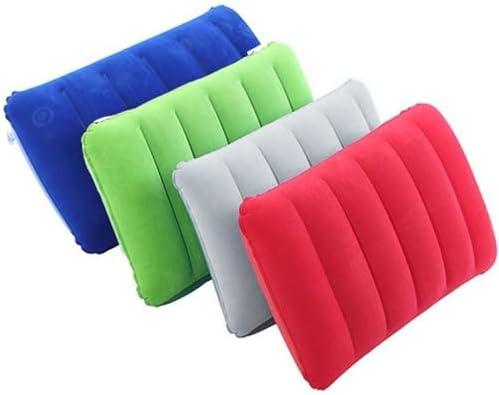 3Pack Ultralight Inflatable Travel Pillow, Small Squared Flocked Fabric Air Pillow for Traveling, Holiday Trip, Hiking, Camping,Napping,Neck Lumbar Support, 16.5 in x 10.5 in (Gray,Blue,Red,Green)