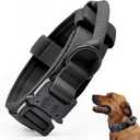 Tactical Dog Collar, Adjustable Military Training Nylon Dog Collar with Control Handle and Heavy Quick-Release Metal Buckle for Dogs, Black (XXL :Width 1.5",neck 24-29")