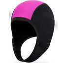 MAQUITA Neoprene Diving Hood, Thermal Wetsuit Hood Cap Swim Caps with Chin Straps Snorkeling Neoprene Surf Beanie Diving Headgear for Men Women Sailing Water Sports (Pink)