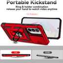2 x SunStory Case for Samsung Galaxy A36/A56 5G Case with HD Screen Protector & Slide Camera Cover & Rotated Ring Kickstand, [Heavy Duty Shockproof] Dual Layers Phone Case for Galaxy A36/A56, Red