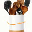 Meolibour Extra Large Porcelain Like Kitchen Cooking Utensil Holder, 360 Rotating Utensil Crock, 7.2" Unbreakable for Countertop, for Farmhouse Kitchen Decor with Rotatable and Detachable Base