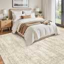 Soalmost Washable Area Rug 8x10, Large Soft Rugs for Living Room Vintage Beige Carpet 8x10 Area Rugs for Bedroom Dining Room Non-Slip Stain Resistant Under Table Rug