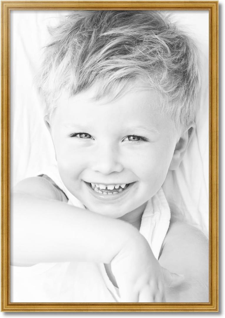 26x38 Inch Gold Picture Frame, This 1.28 Inch Custom Wood Poster Frame is Gold, Great for Your Art or Photos - Comes with Economy Acrylic