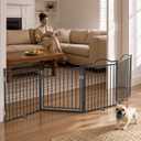 No Pawblems Metal Freestanding Foldable Dog Gate with Door, 30'' Tall
Freestanding Pet Gate for Indoor & Outdoor, Up to 104 Inch Extra Wide Dog Fence for Doorways, Stairs, Deck, 4 Panels, Black